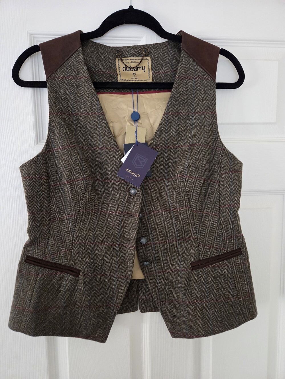 Dubarry Galway Ireland Wool Vest With Metal Buttons US Size 8 (UK Size 12)